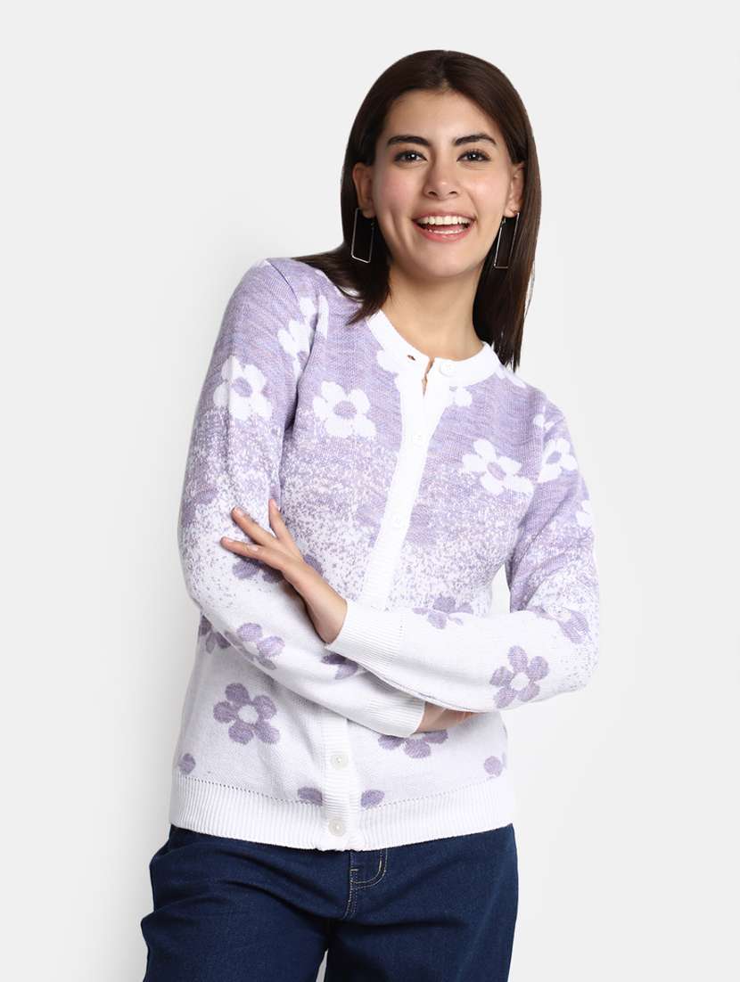 women's multi-colored acrylic wool cardigan