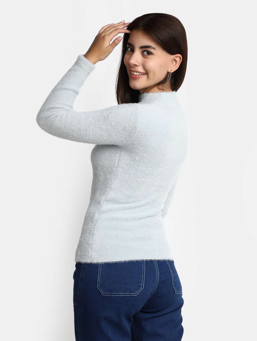 women light blue cotton wool pullover - 20362861 -  Standard Image - 2