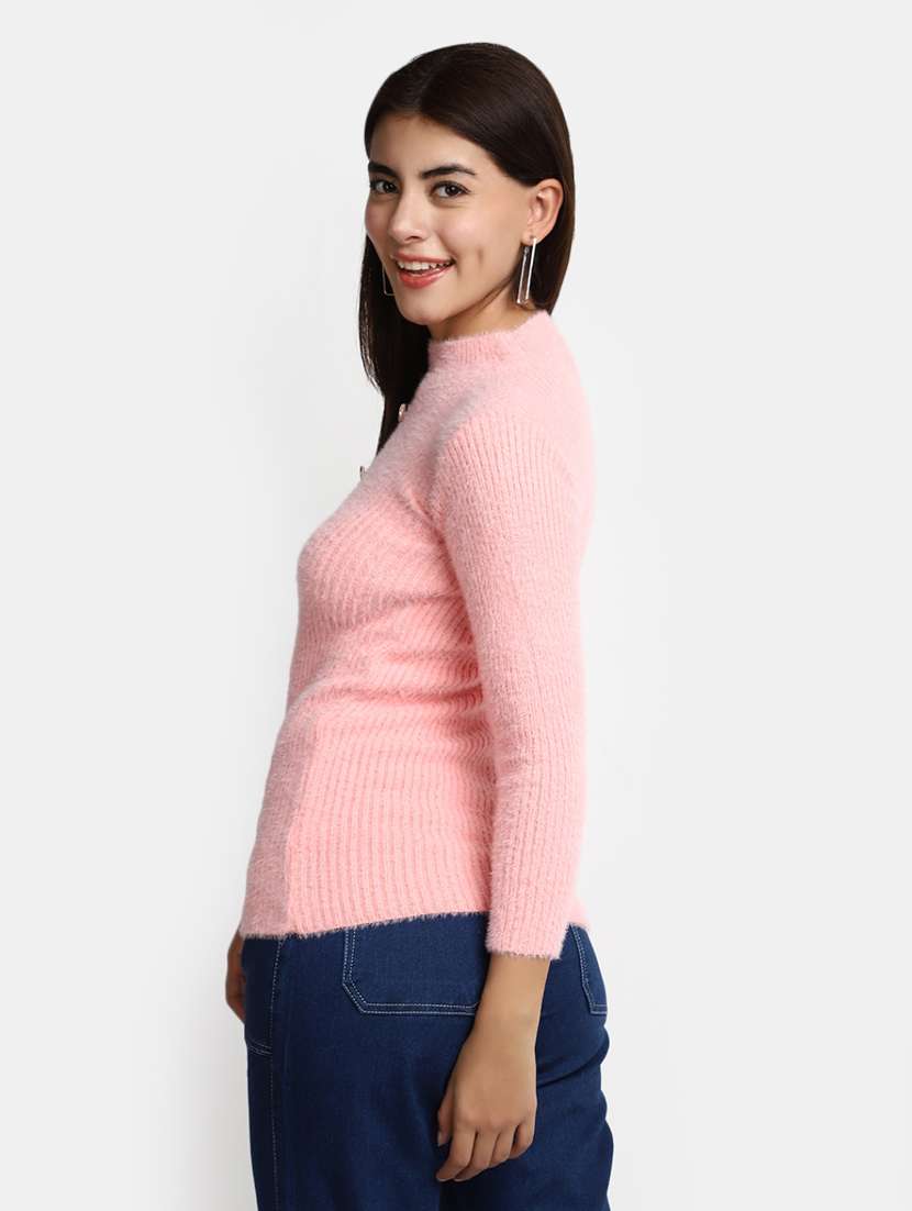 women pink cotton wool pullover - 20362863 - Standard Image - 2