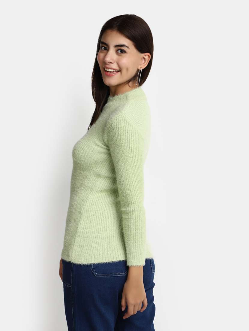 women light green cotton wool pullover - 20362864 -  Standard Image - 2