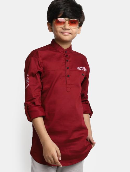 boys red 100% cotton shirt - 20362917 - Standard Image - 0