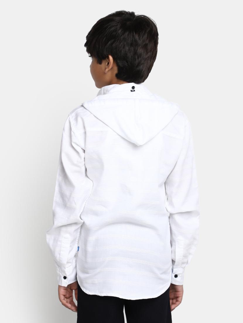boys white cotton hooded shirt - 20362918 - Standard Image - 2