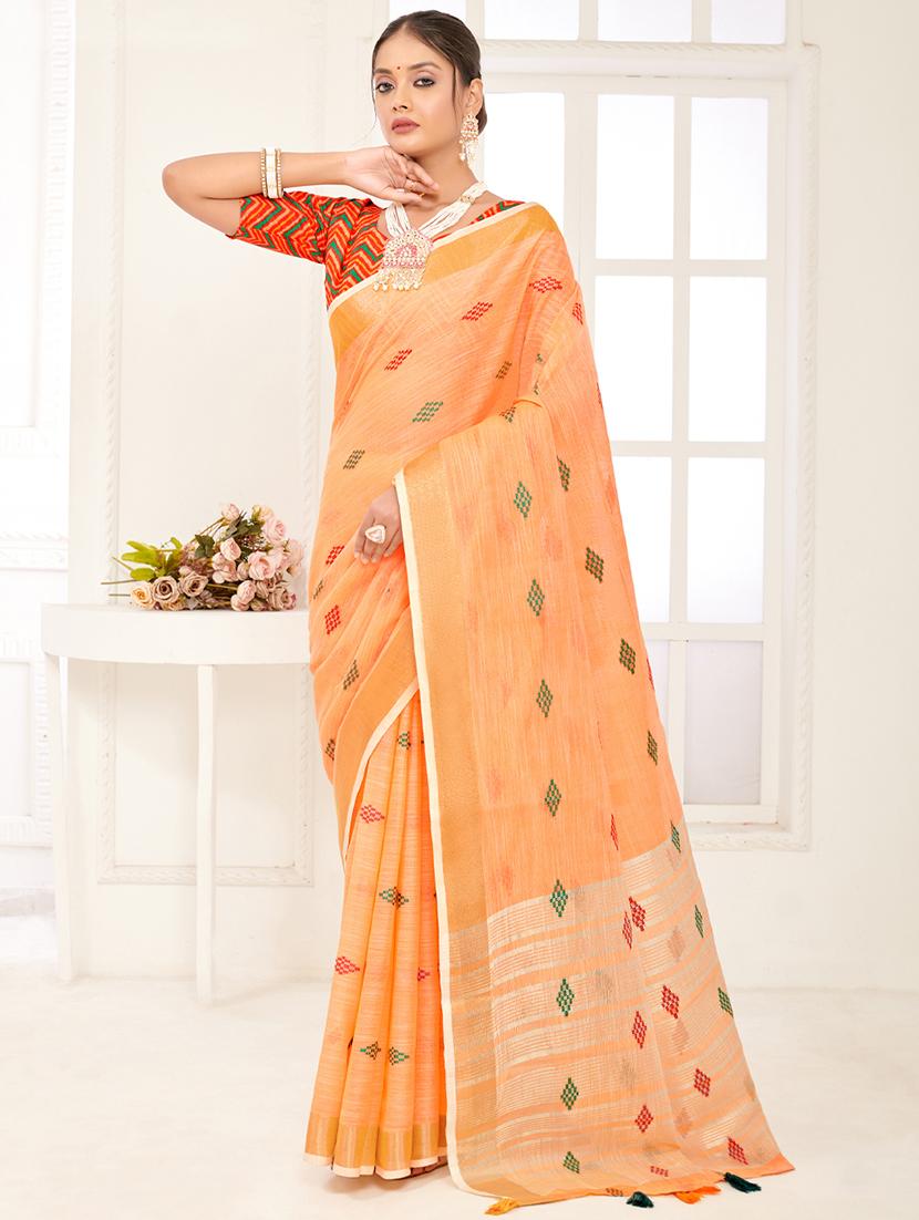 oxy fire colored bordered saree with blouse - 20363430 - Zoom Image - 0