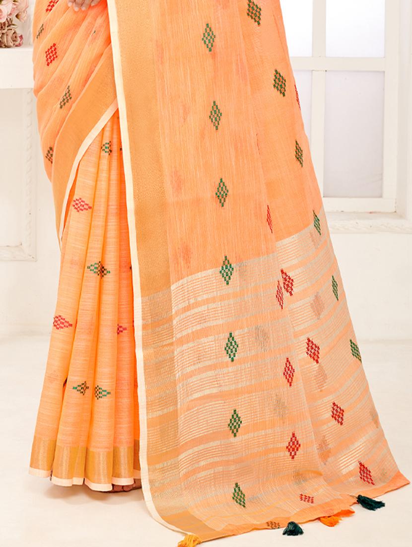 oxy fire colored bordered saree with blouse - 20363430 - Standard Image - 2