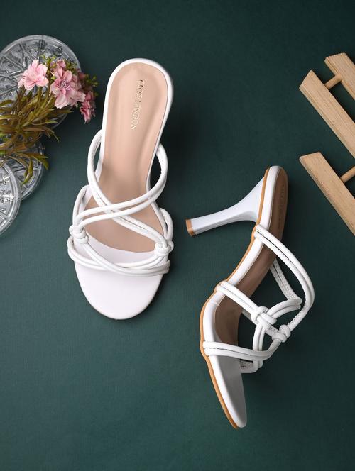 white synthetic slip on sandals - 20363823 - Standard Image - 0