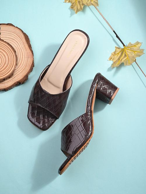 brown synthetic slip on sandals - 20363826 -  Standard Image - 0
