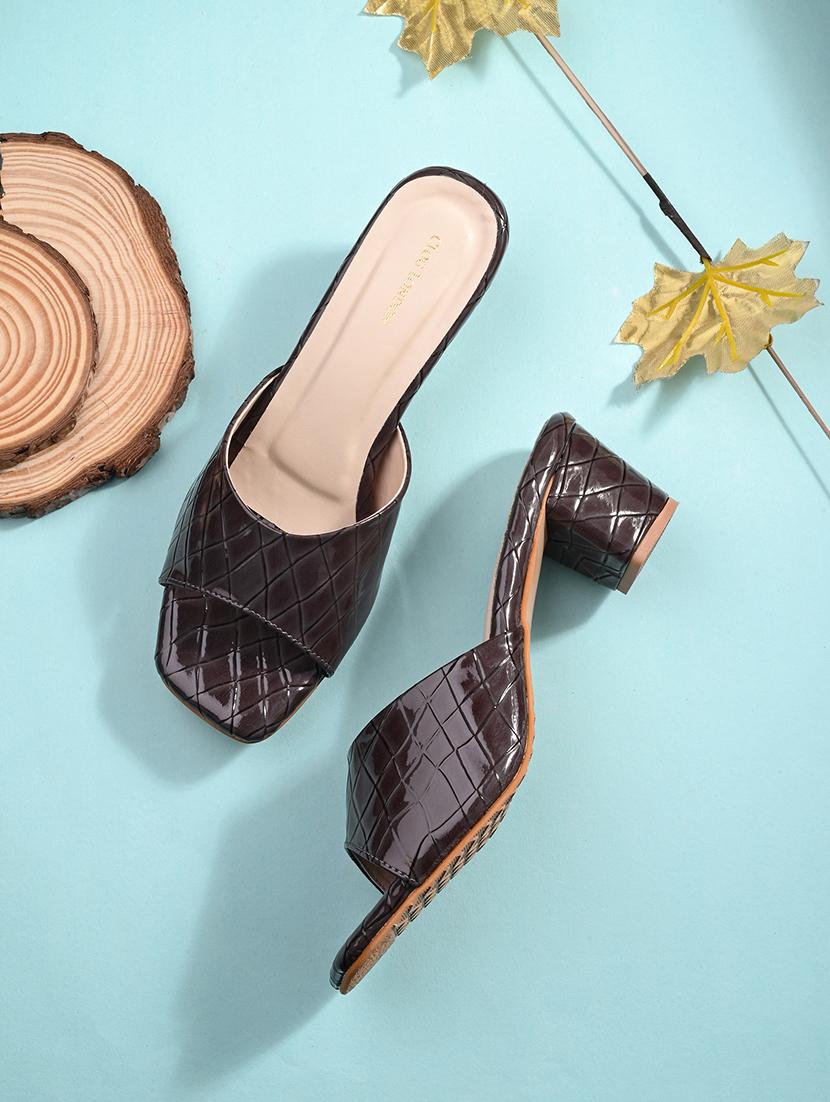 brown synthetic slip on sandals - 20363826 -  Zoom Image - 0