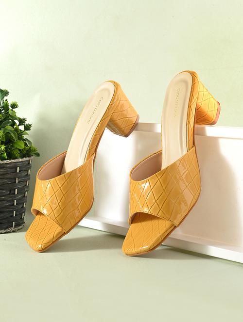 yellow synthetic slip on sandals - 20363827 -  Standard Image - 0