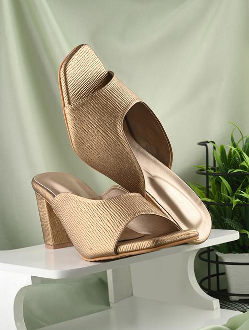 gold synthetic slip on sandals - 20363829 -  Standard Image - 0