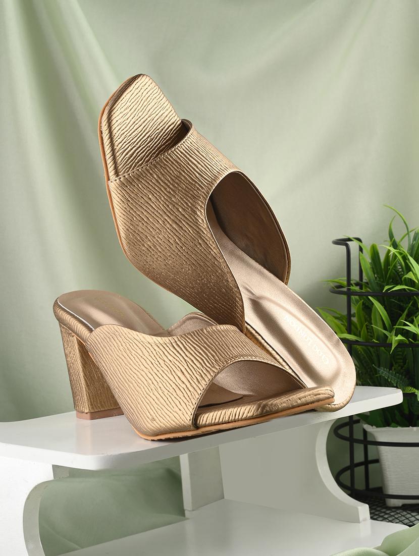 gold synthetic slip on sandals - 20363829 -  Zoom Image - 0