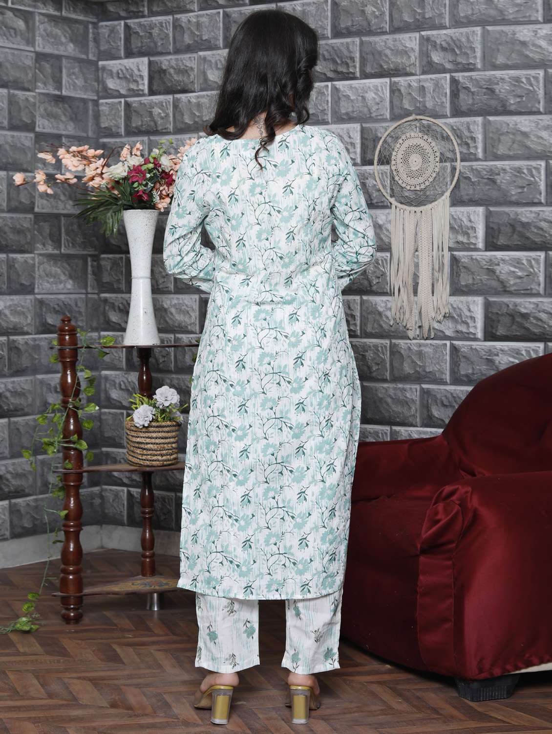 white colored kurta pant set - 20363914 - Standard Image - 2