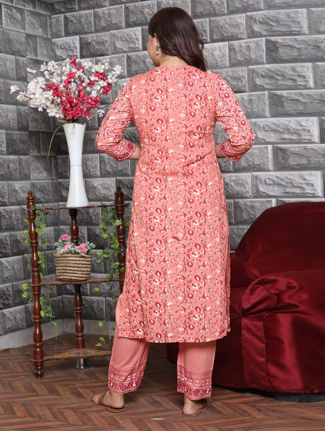 pink colored kurta pant set - 20363929 -  Standard Image - 2
