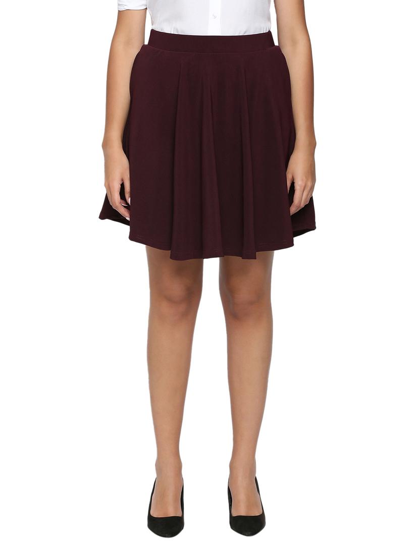 maroon cotton skater skirts - 20363981 -  Zoom Image - 0