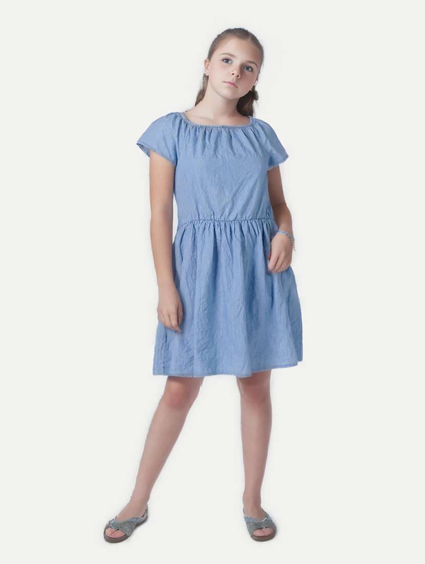 girls round neck short sleeves frock
