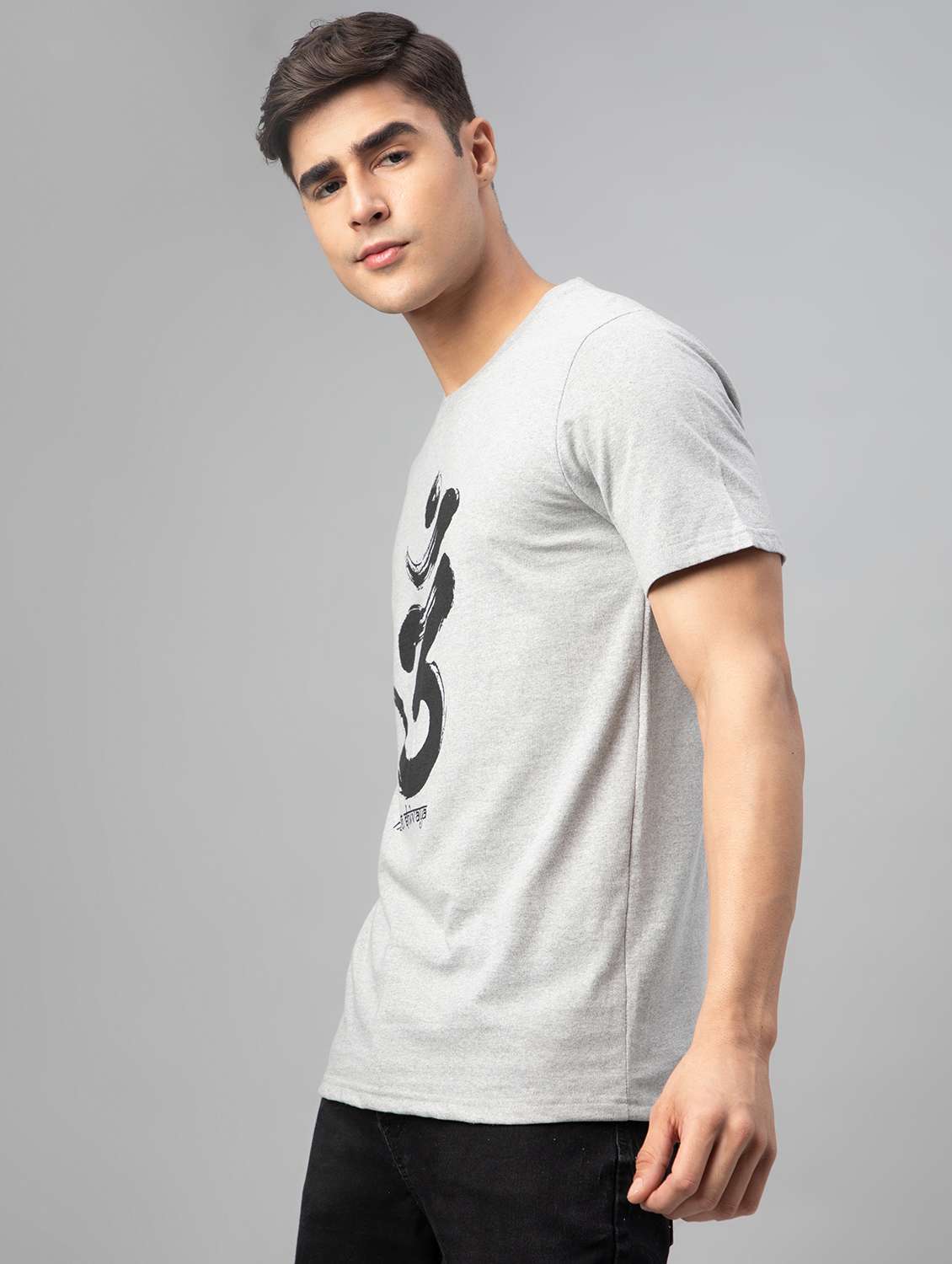 grey printed short sleeve t-shirt - 20366367 -  Standard Image - 2