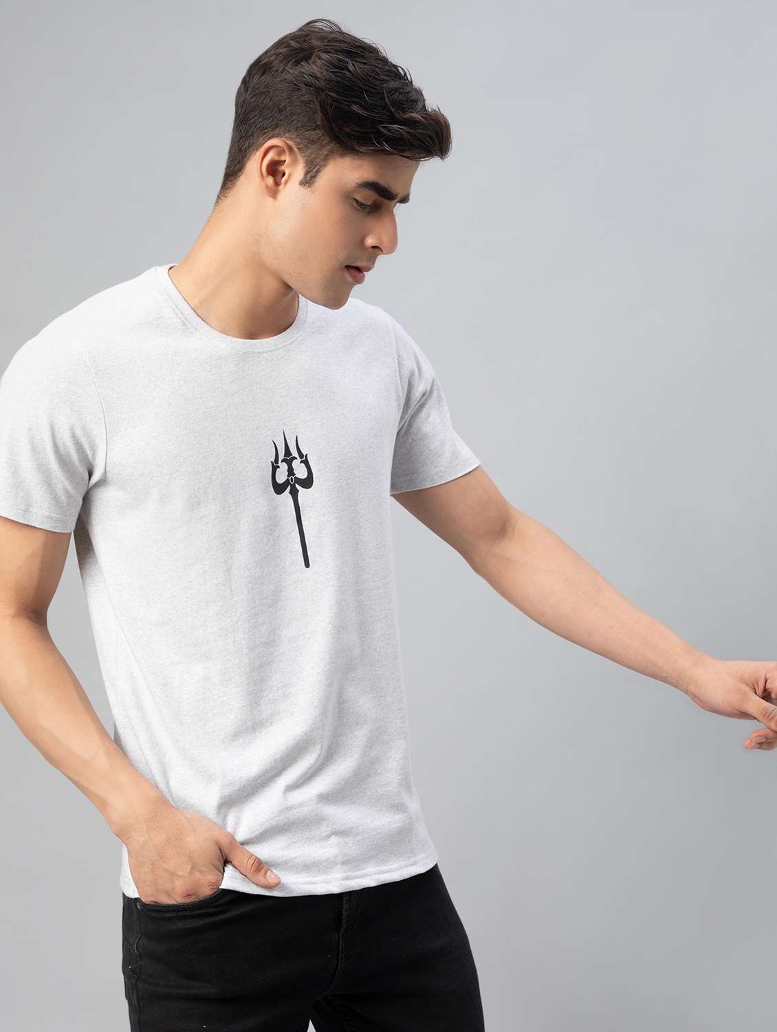 grey printed short sleeve t-shirt - 20366372 -  Standard Image - 2