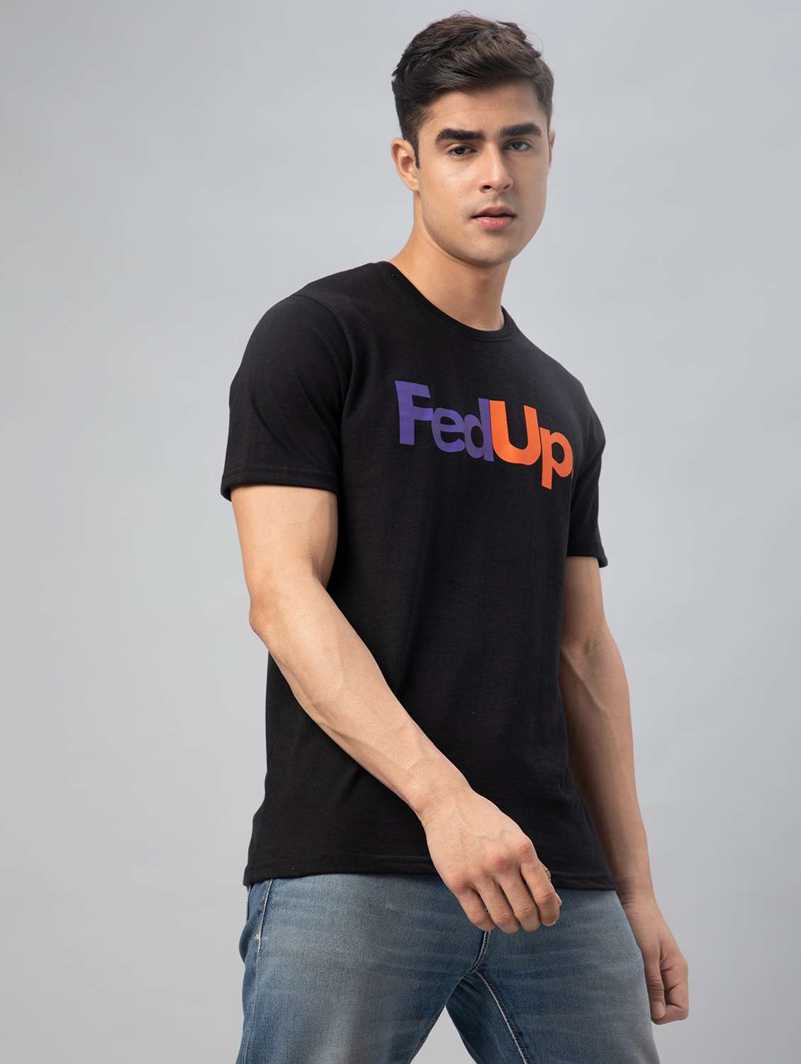black printed short sleeve t-shirt - 20366488 -  Standard Image - 2