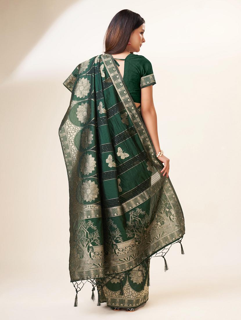 green colored banarasi saree with blouse - 20367458 - Standard Image - 2
