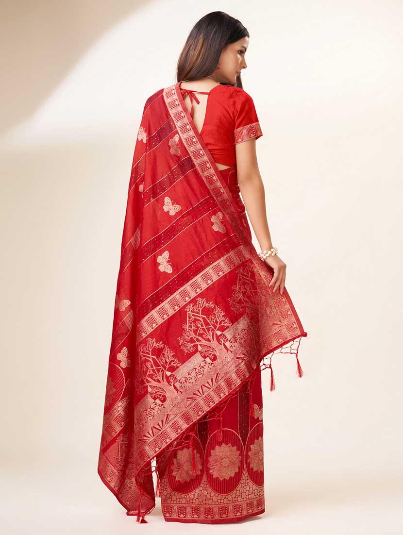 red colored banarasi saree with blouse - 20367460 - Standard Image - 2
