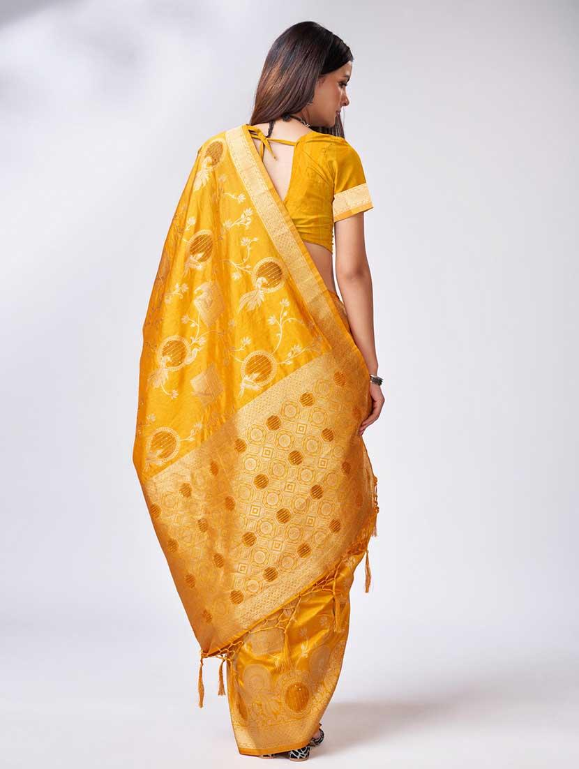 orange colored banarasi saree with blouse - 20367469 - Standard Image - 2