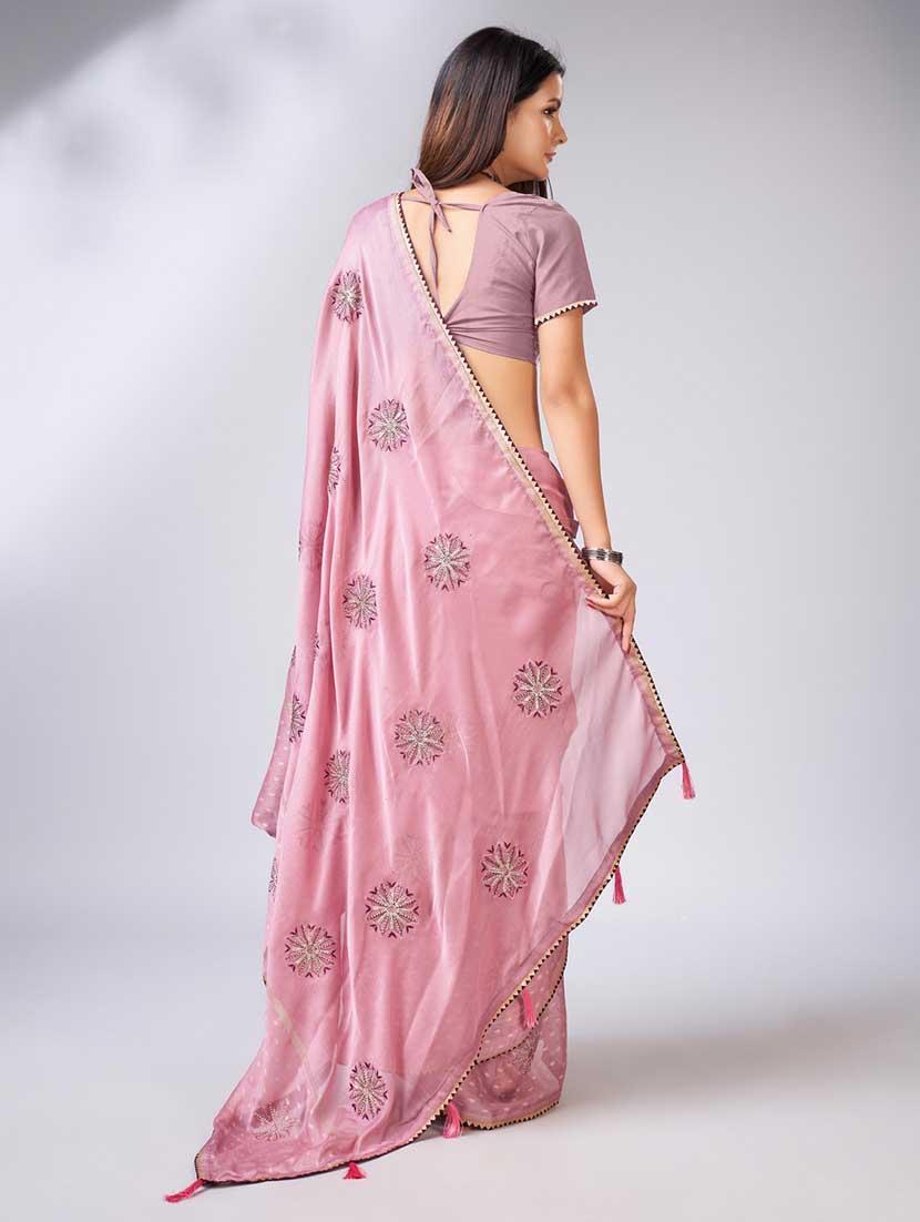 mauve colored embellished saree - 20367500 - Standard Image - 2