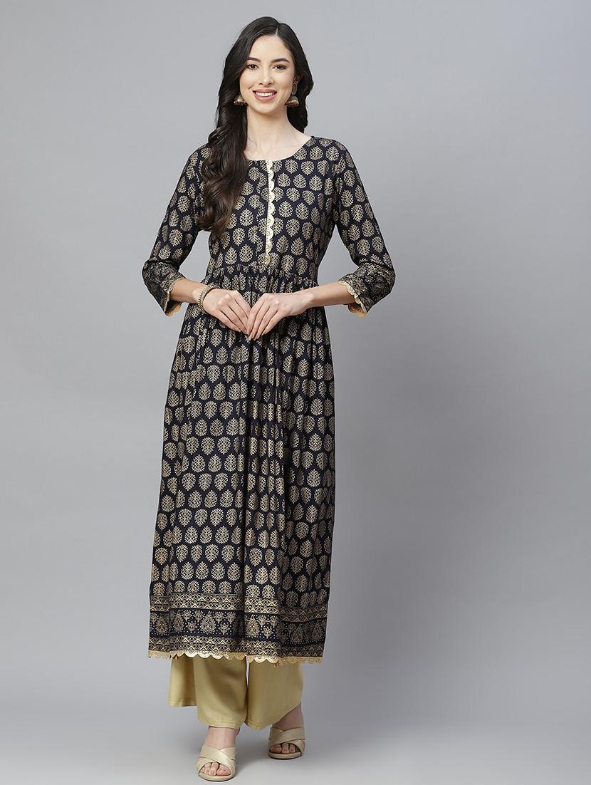 women foil printed flared kurta - 20367564 -  Zoom Image - 0