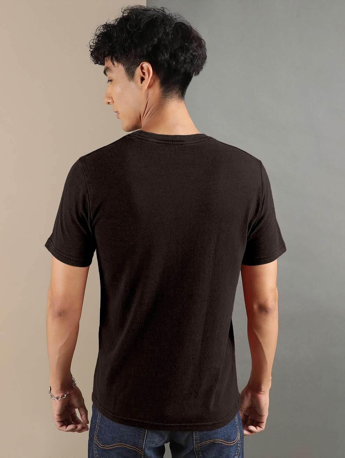 brown solid short sleeve t-shirt - 20367737 -  Standard Image - 2