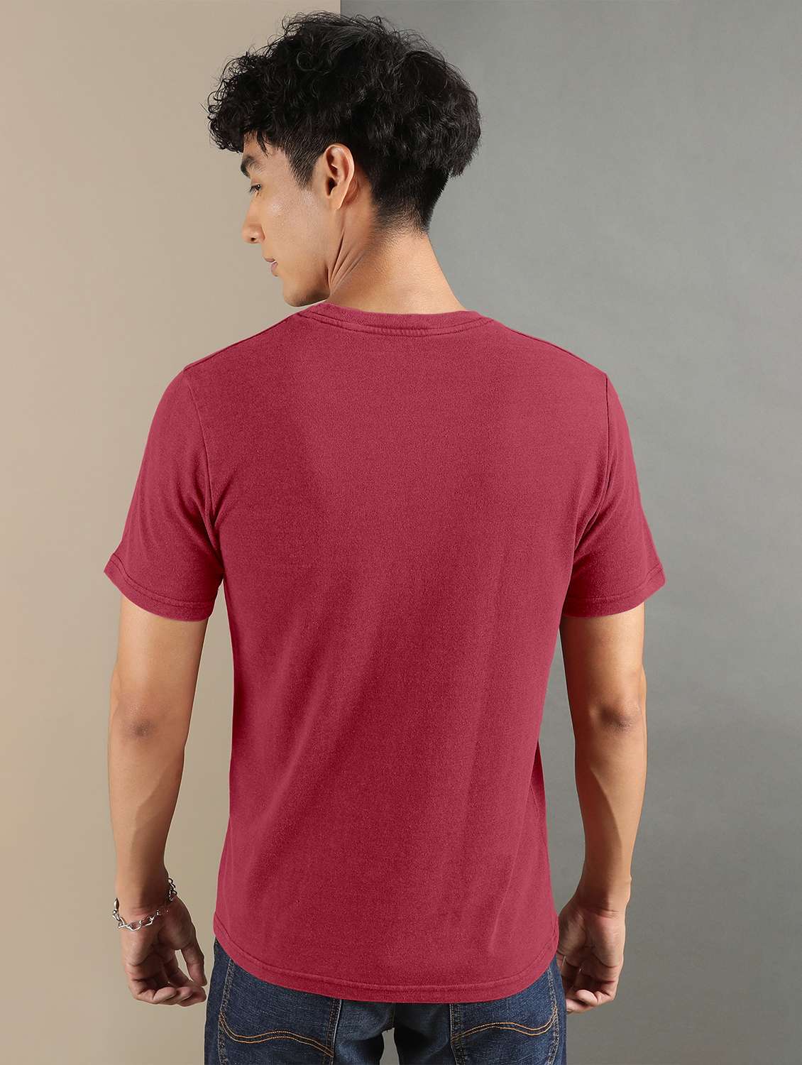 men front print round neck t-shirt - 20367746 -  Standard Image - 2