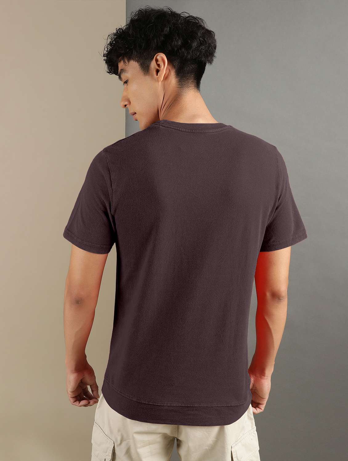 brown cotton blend regular t-shirt - 20367753 -  Standard Image - 2