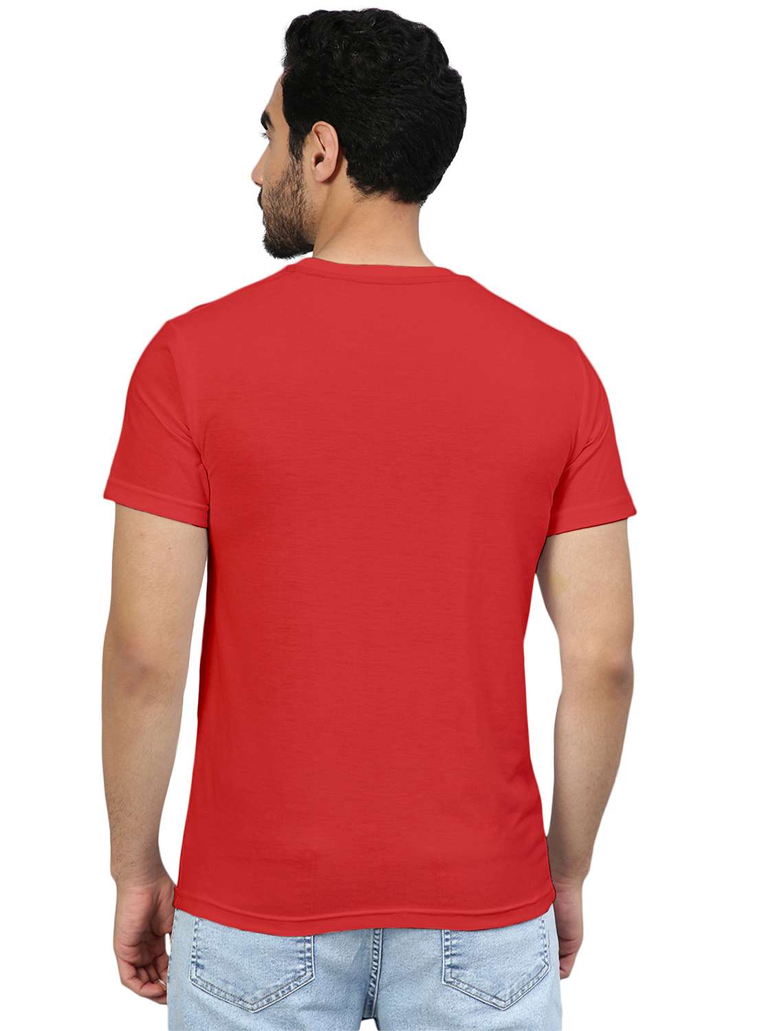 red solid round neck t-shirt - 20367756 -  Standard Image - 2