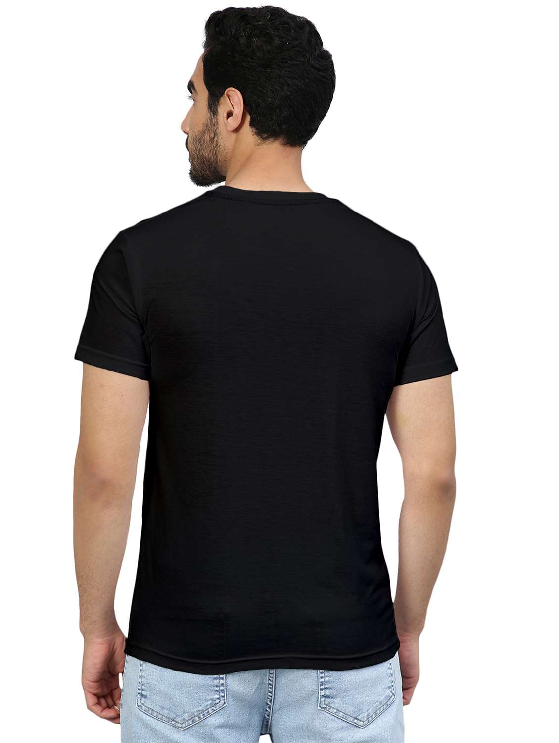 black solid round neck t-shirt - 20367759 -  Standard Image - 2