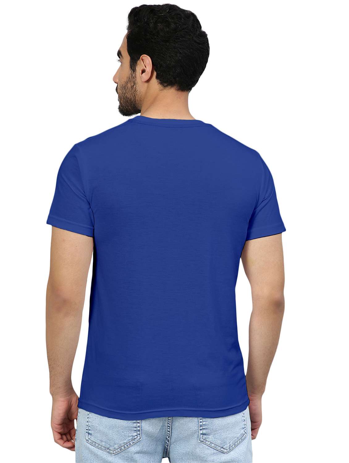 blue solid round neck t-shirt - 20367760 -  Standard Image - 2