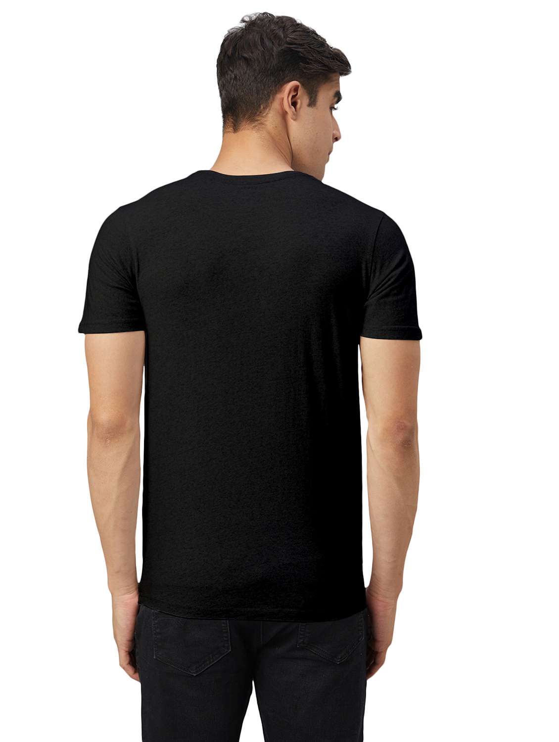 black solid round neck t-shirt - 20367762 -  Standard Image - 2