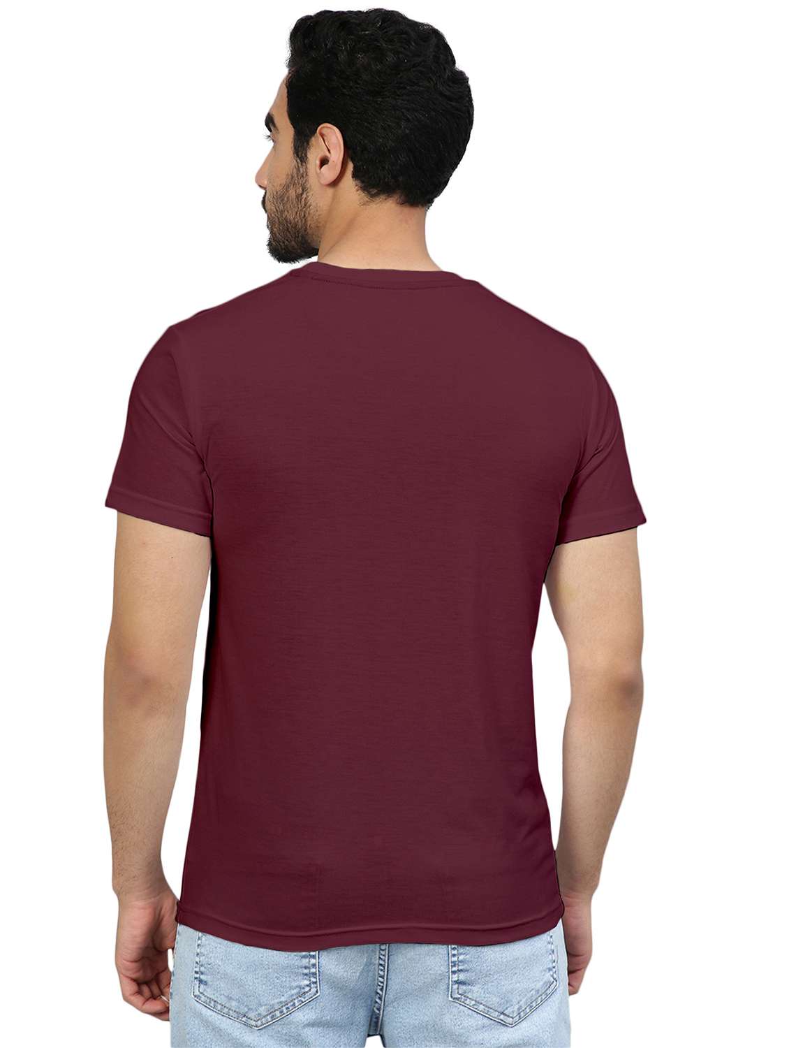 maroon solid round neck t-shirt - 20367763 -  Standard Image - 2