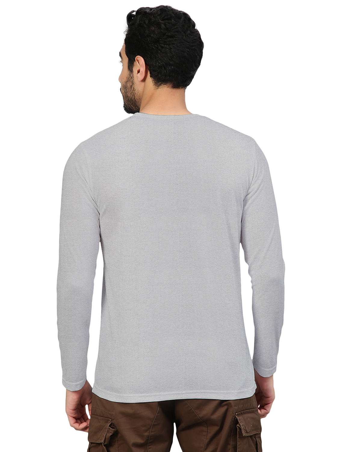 grey solid round neck t-shirt - 20367771 -  Standard Image - 2