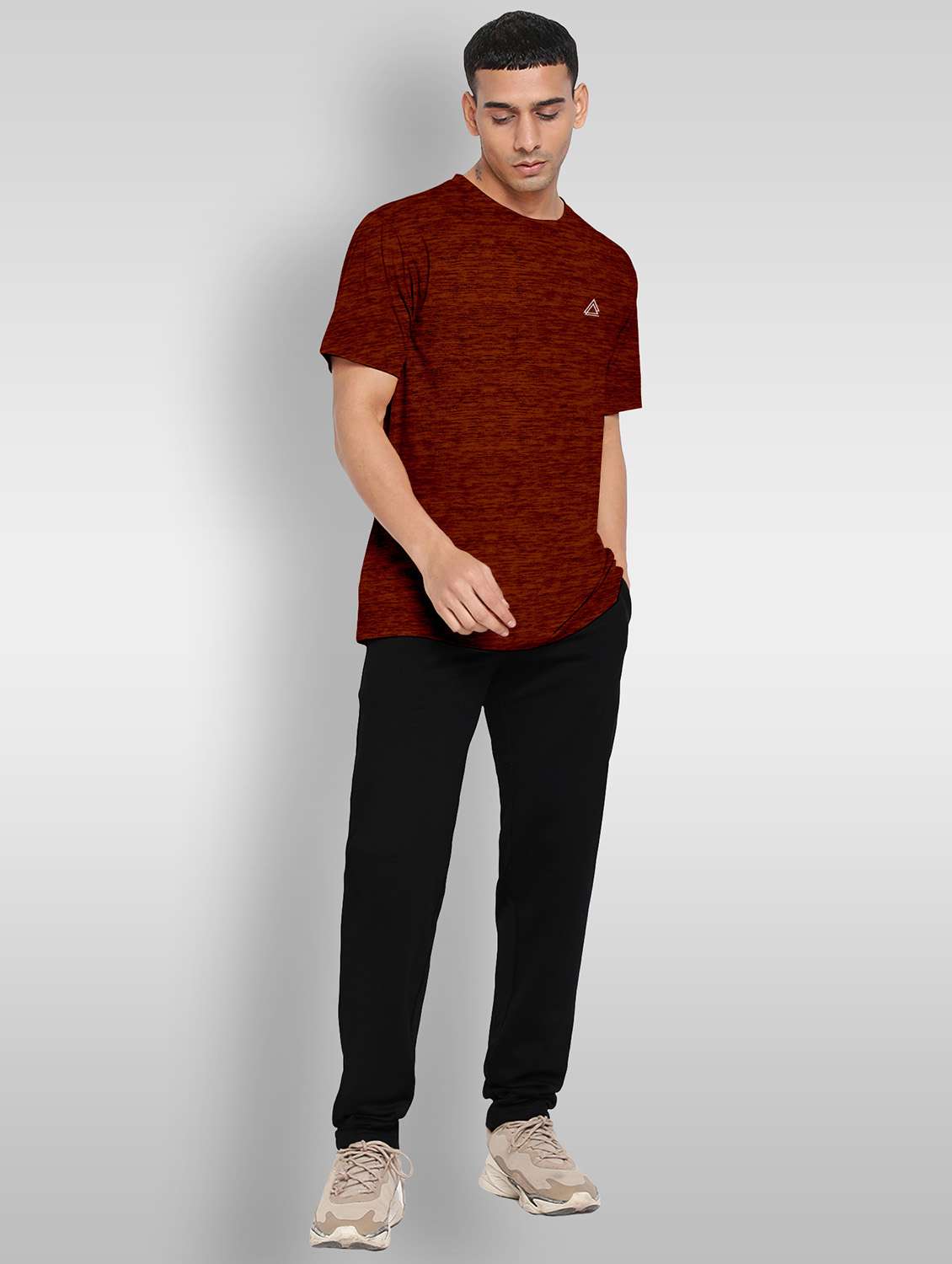 men rust round neck polyester regular t-shirt - 20367863 -  Standard Image - 2