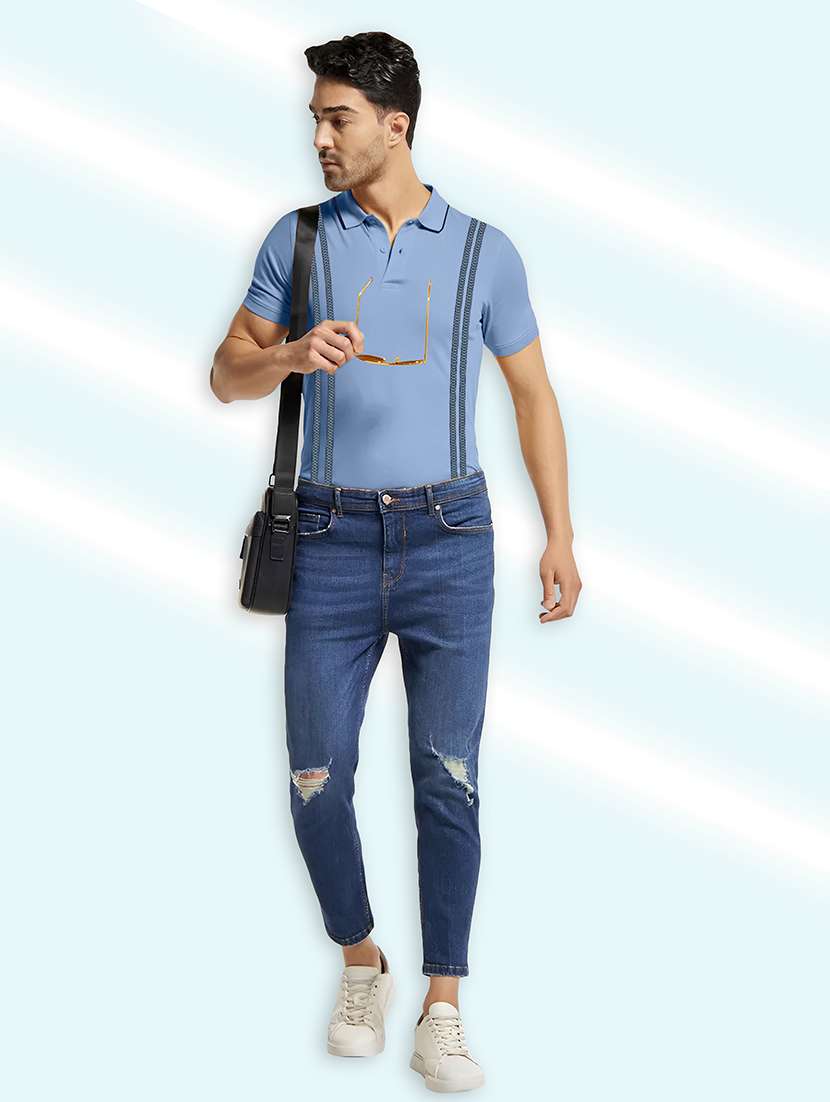 light blue striped polo t-shirt - 20367901 -  Standard Image - 2