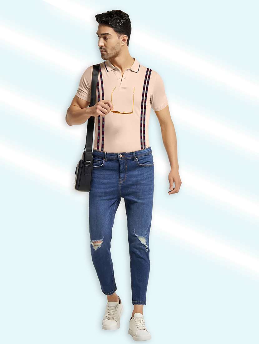 peach striped polo t-shirt - 20367903 -  Standard Image - 2