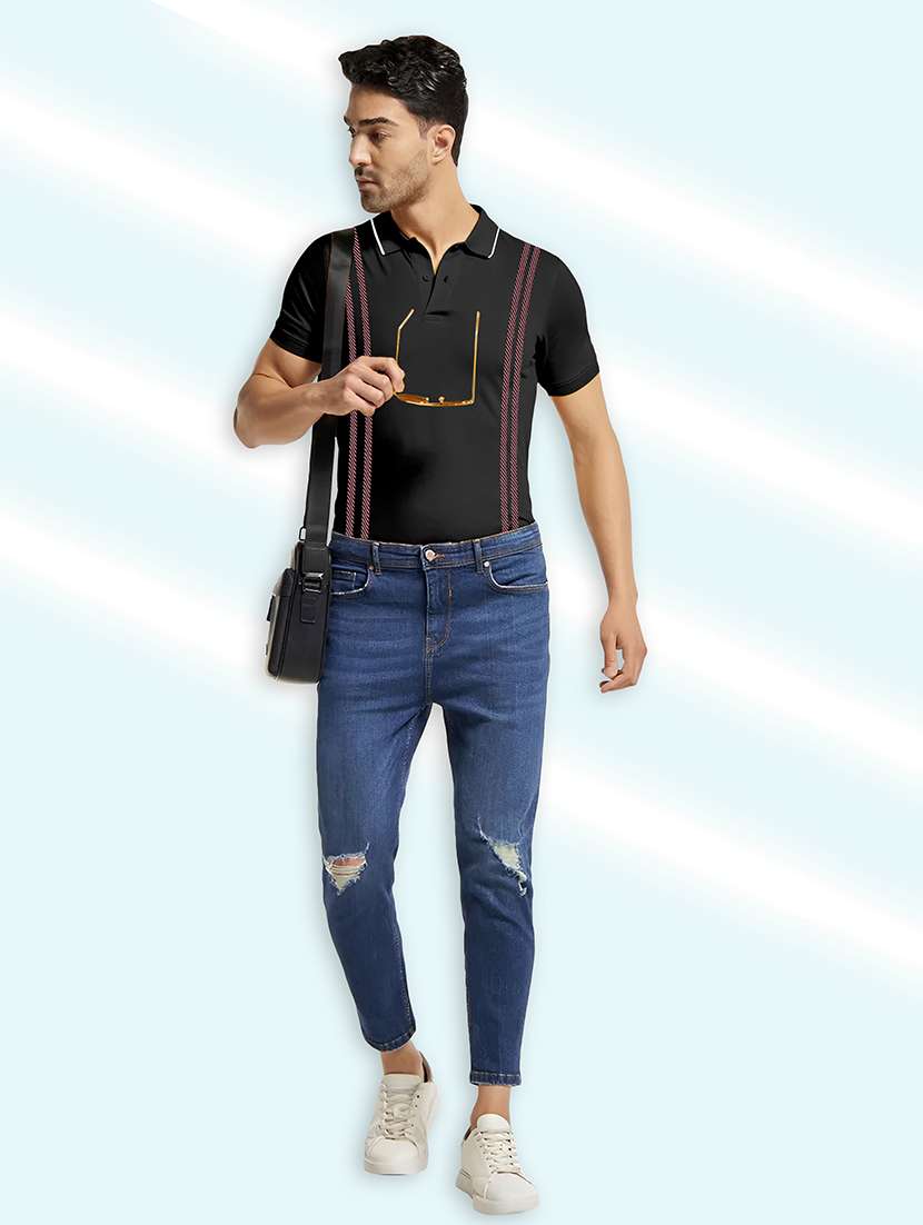 black striped polo t-shirt - 20367908 -  Standard Image - 2