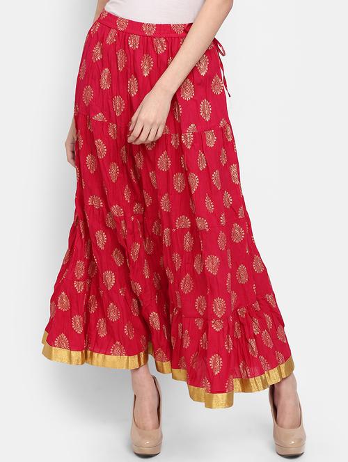 red flared long skirt - 20368831 -  Standard Image - 0
