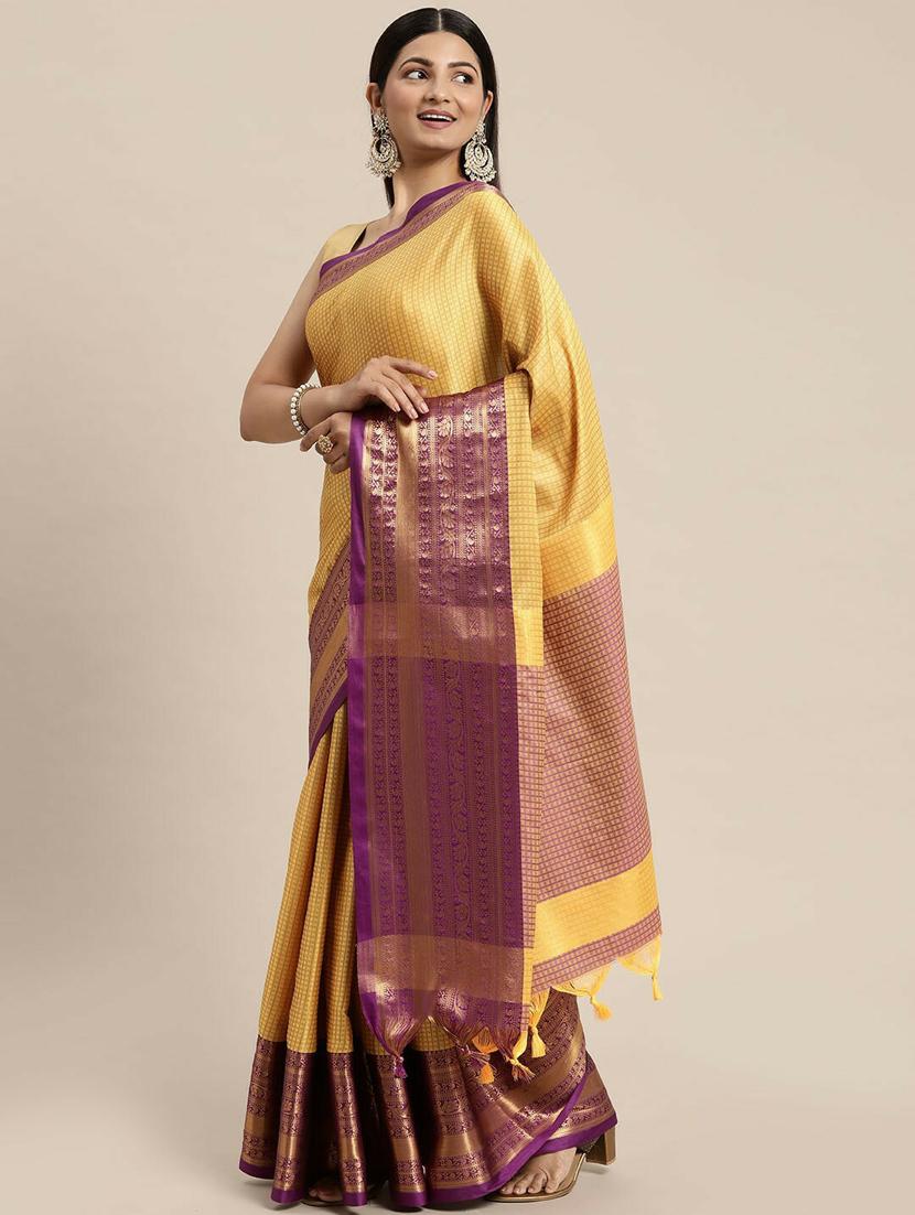 self design zari work kanjivaram saree with blouse - 20369037 - Standard Image - 2