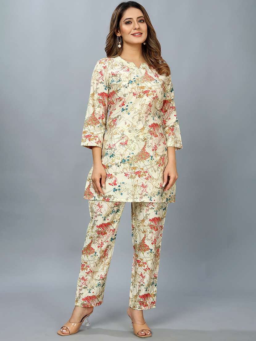 cream printed co-ord set