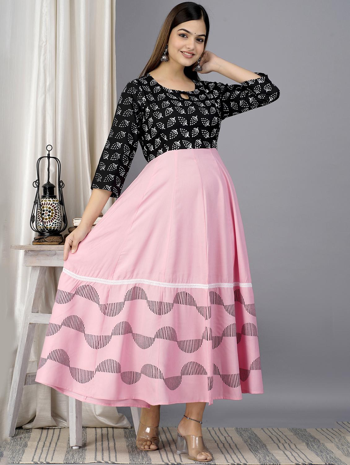 pink colored flared kurta - 20369315 - Standard Image - 2