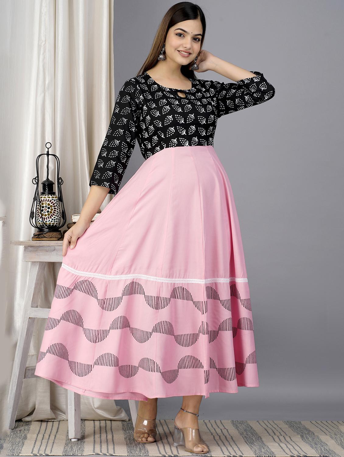 pink colored flared kurta - 20369316 - Standard Image - 2