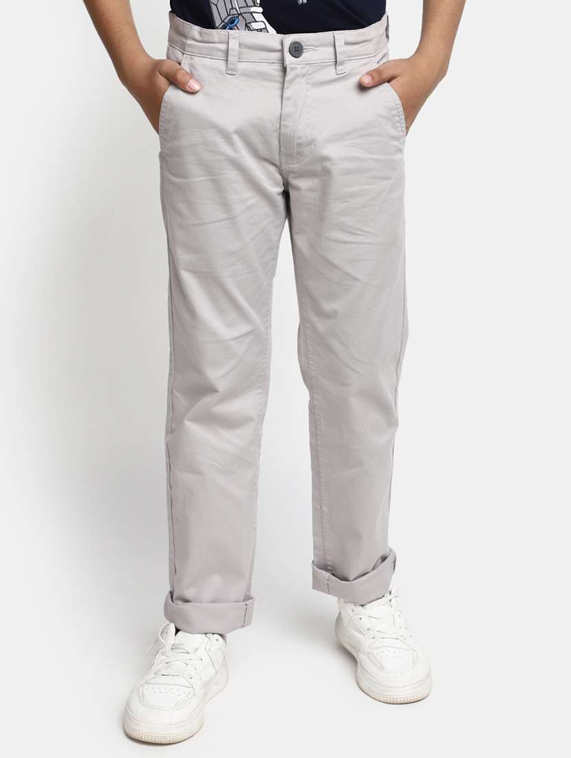 boys grey cotton casual chinos