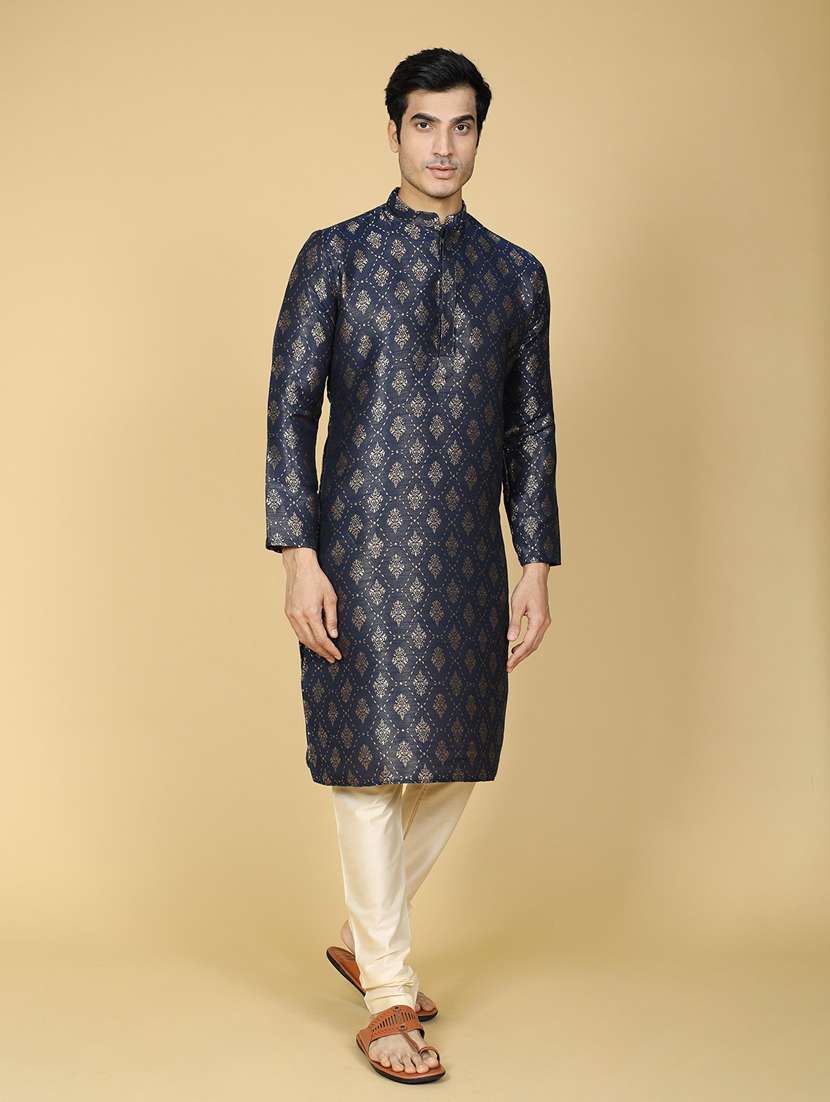 men self design jacquard long kurta - 20372760 -  Standard Image - 2