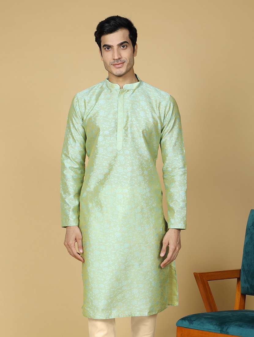 men self design jacquard long kurta