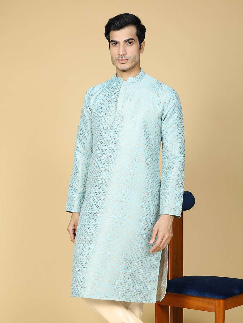 men self design jacquard long kurta