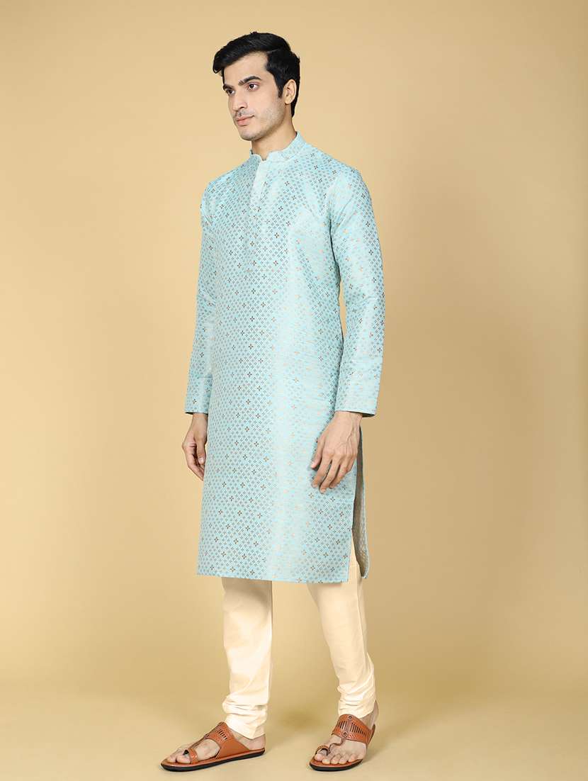 men self design jacquard long kurta - 20372765 - Standard Image - 2