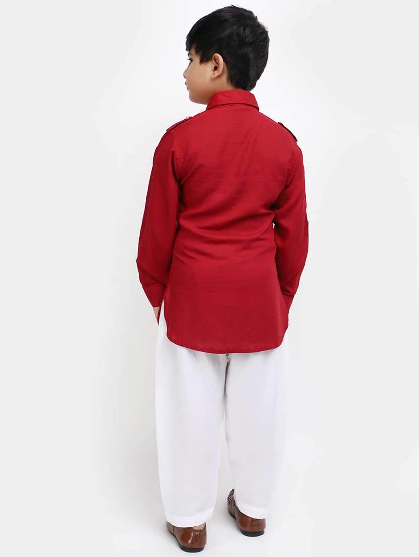 boys solid cotton kurta pyjama  - 20372818 -  Standard Image - 2